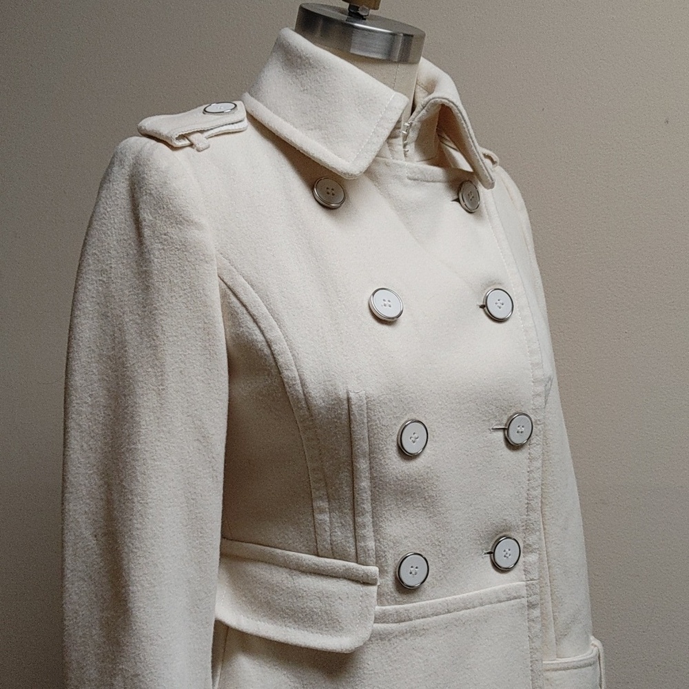 New York & Company Collection Ivory Tailored Pea Coat Size XS